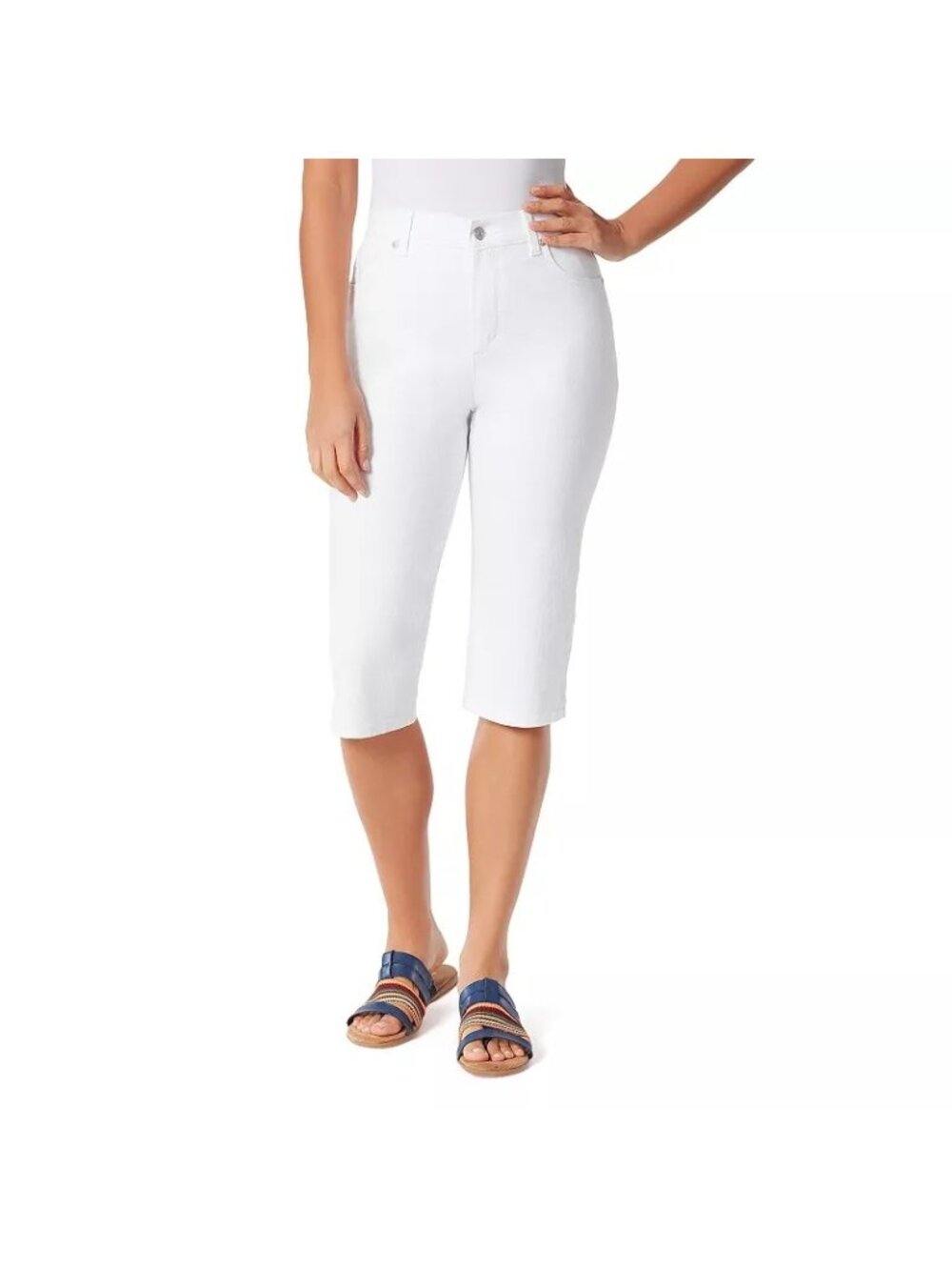 Gloria Vanderbilt Womens White Denim Skimmer Jeans Pants Amanda Sz 16 NEW